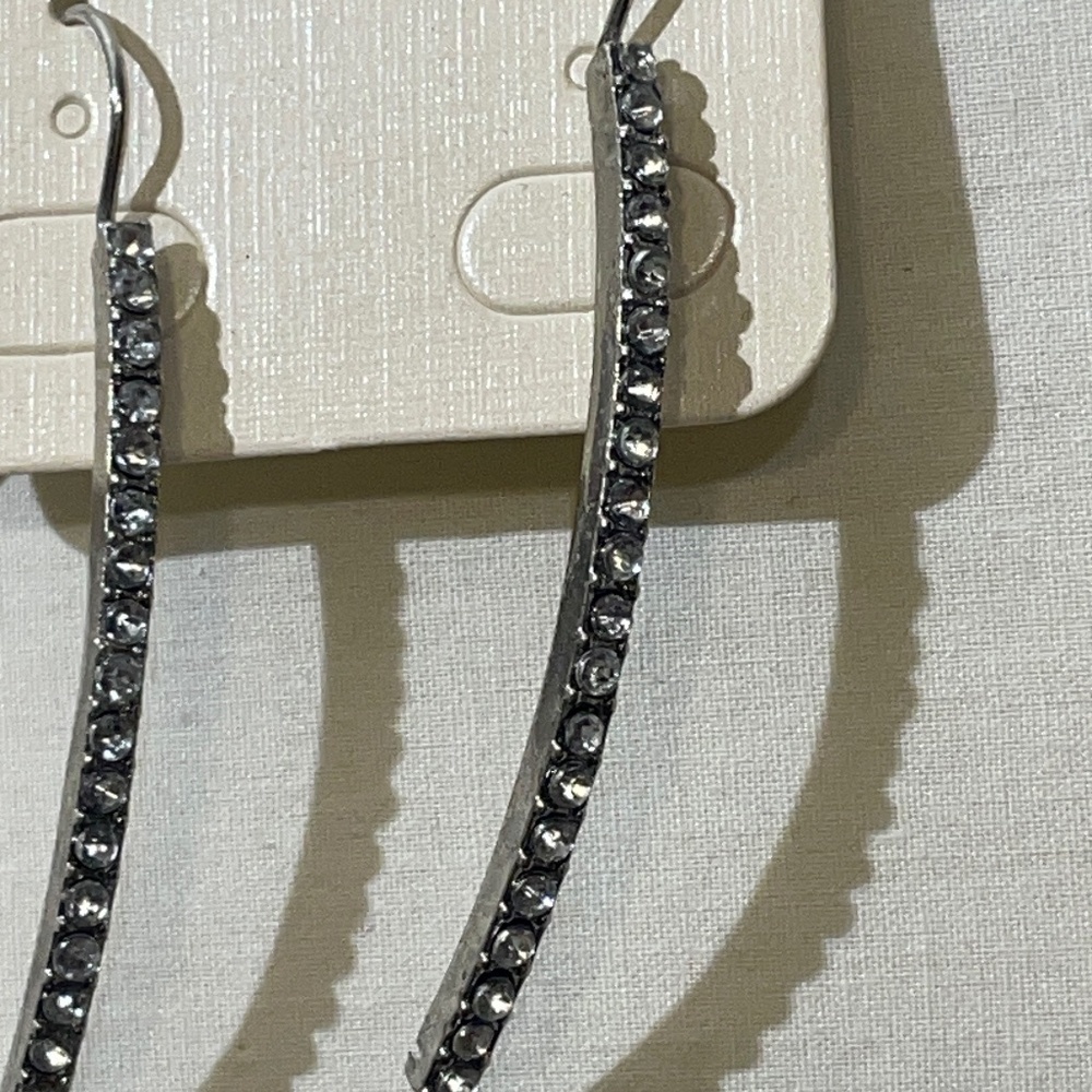 Vintage Rhinestone Dangle Earrings Clear and Smoked 2 Pairs - Picture 2 of 6